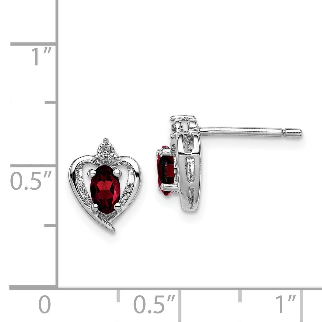 Sophia Jewelers 925 Sterling Silver Rhodium-Plated Garnet & Diamond Birthstone Earrings