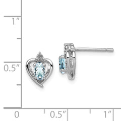 Sophia Jewelers 925 Sterling Silver Aquamarine & Diamond Rhodium-Plated Earrings for Women