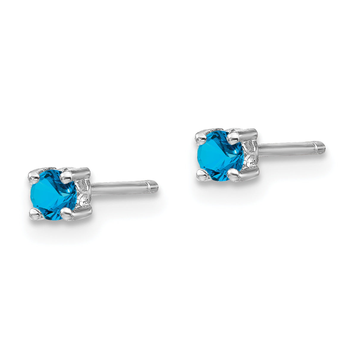 Sterling Silver Swiss Blue Topaz Stud Earrings with Rhodium Polish Elegant December Birthstone