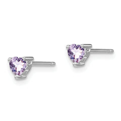 Sophia Jewelers Sterling Silver 4mm Heart Rhodolite Garnet Stud Earrings Polished Finish