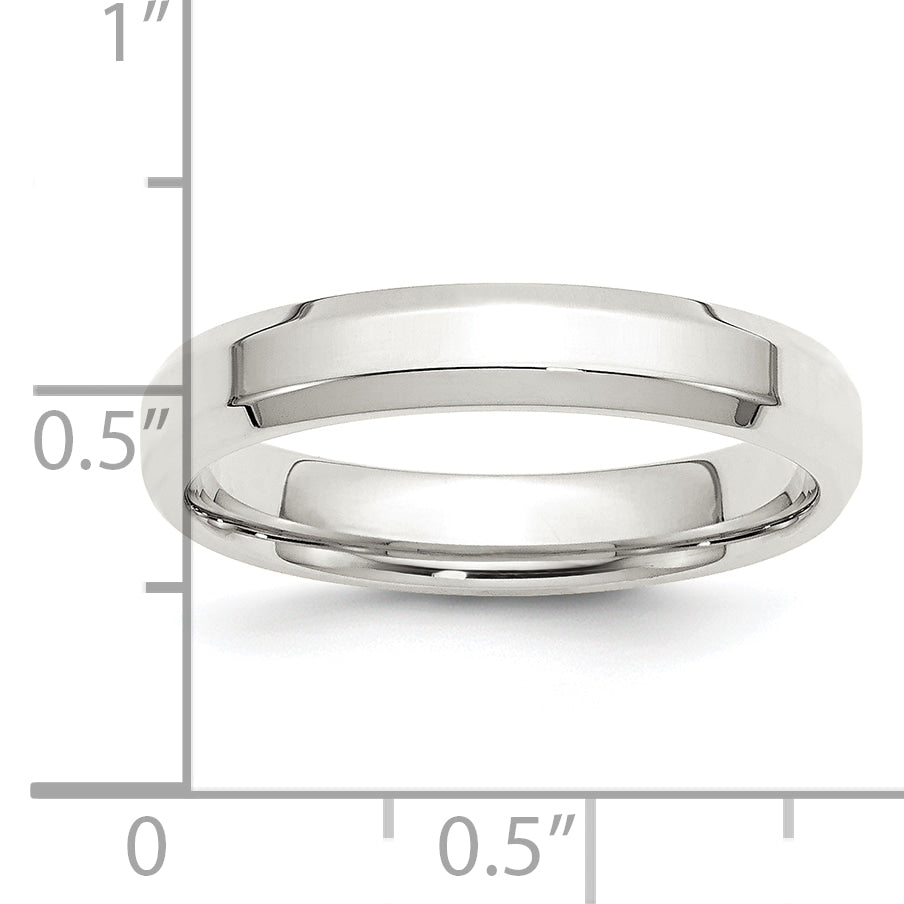 Sterling Silver 4mm Beveled Edge Size 4 Band