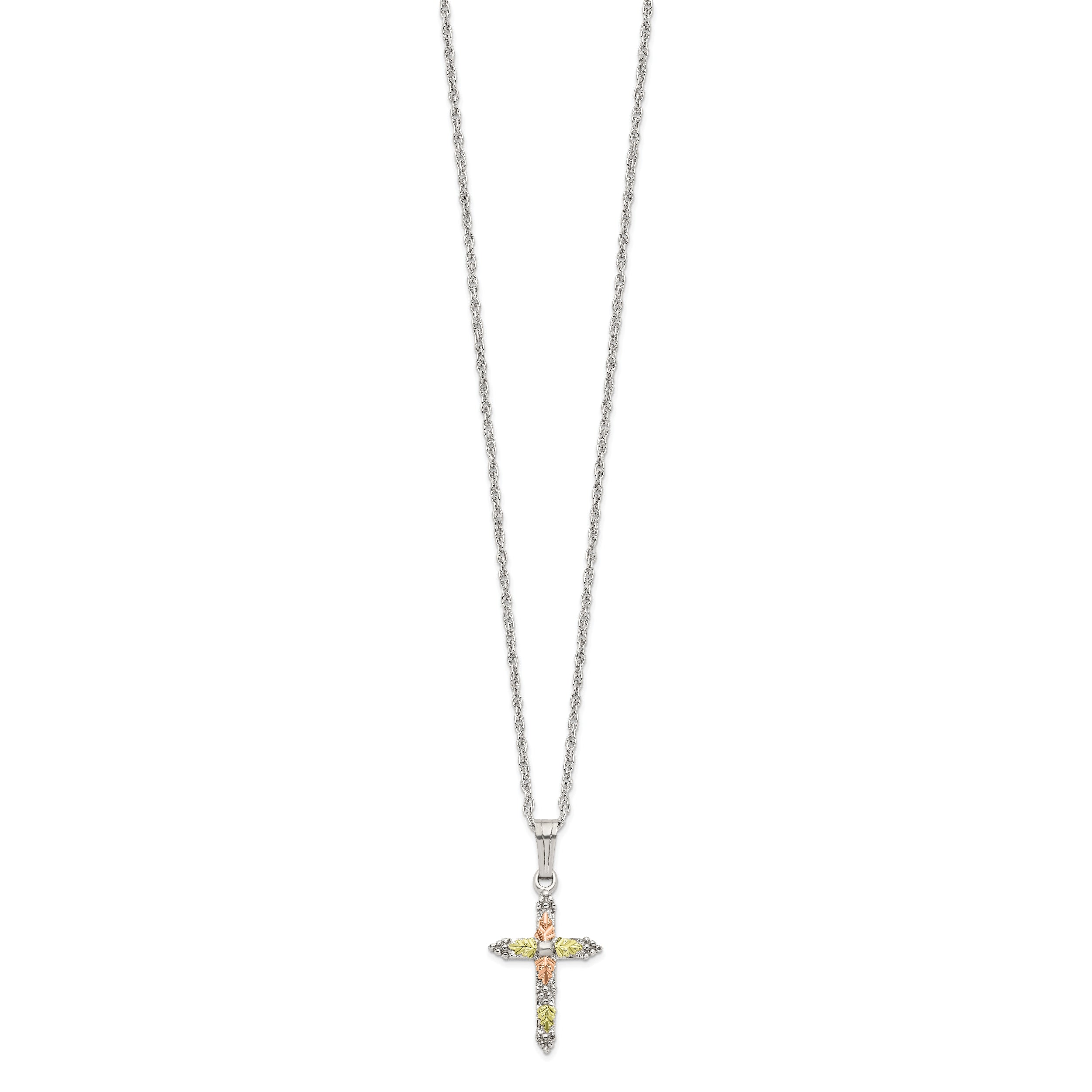 Sophia Jewelers Sterling Silver & 12K Gold Cross Necklace Elegant Gift-Ready Design