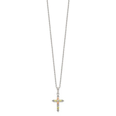 Sophia Jewelers Sterling Silver & 12K Gold Cross Necklace Elegant Gift-Ready Design