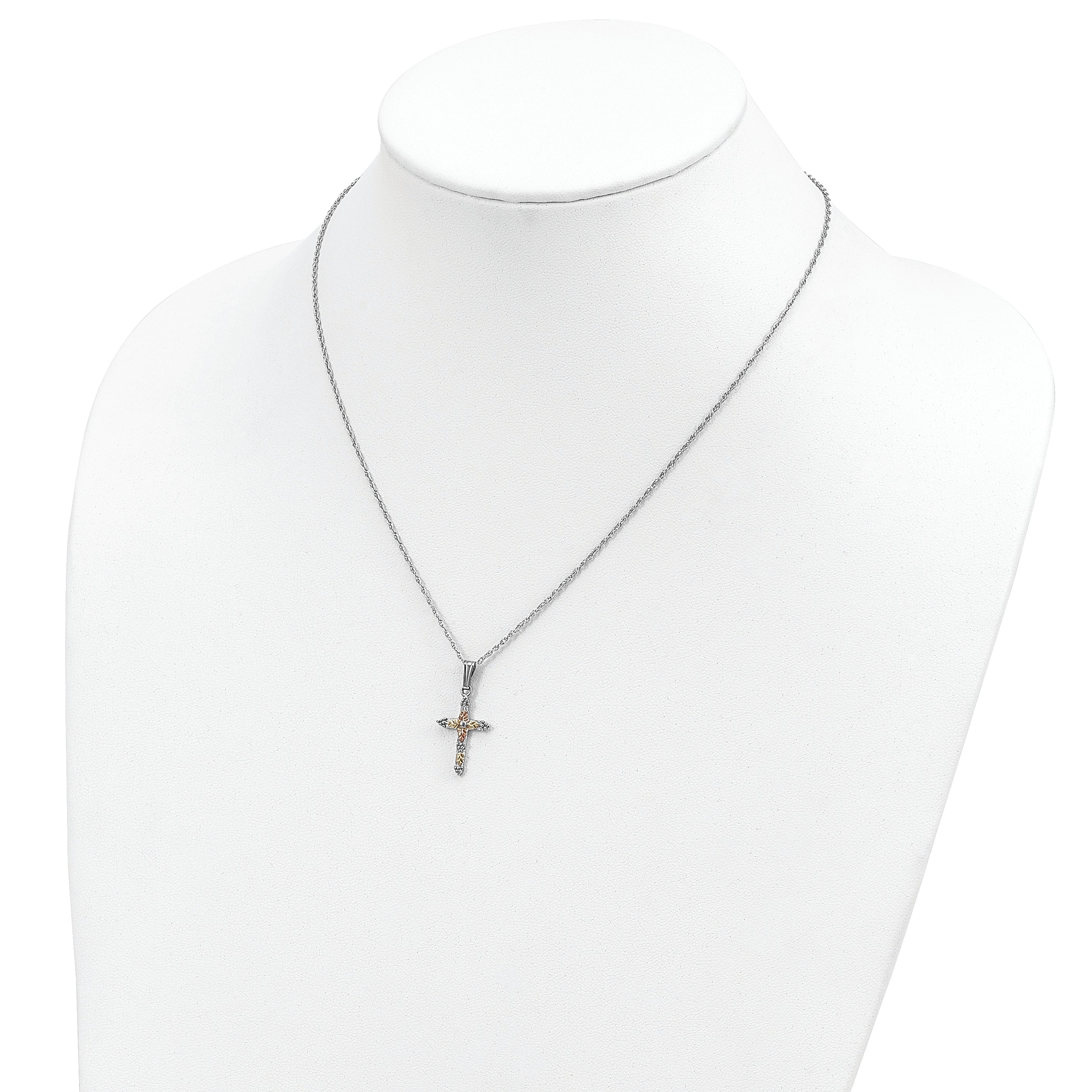 Sophia Jewelers Sterling Silver & 12K Gold Cross Necklace Elegant Gift-Ready Design