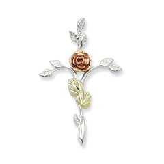 Sterling Silver & 12K Rose Cross Necklace