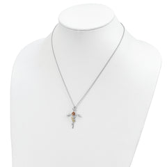 Sterling Silver Necklace with 12K Gold Accents and Floral Cross