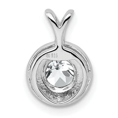 Sterling Silver 925 Rhodium-Plated Diamond & White Topaz Pendant  Elegant Polished Design