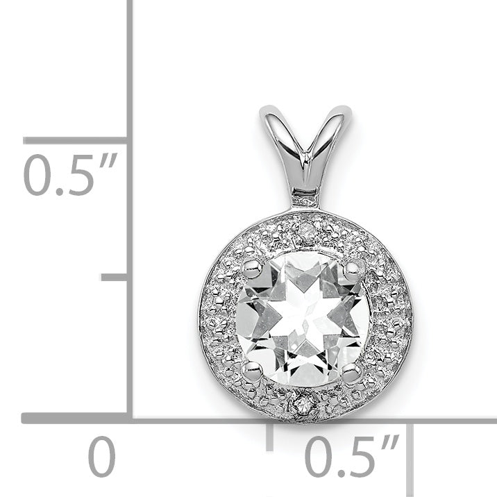 Sterling Silver 925 Rhodium-Plated Diamond & White Topaz Pendant  Elegant Polished Design