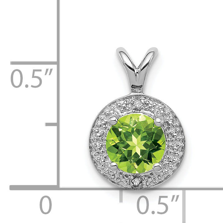 Sterling Silver Rhodium-plated Diam. & Peridot Pendant