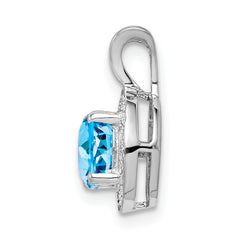 Sterling Silver Rhodium-plated Diam. & Blue Topaz Pendant