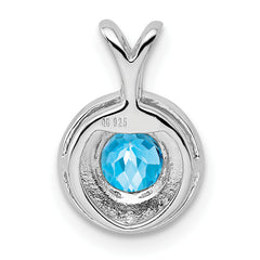 Sterling Silver Rhodium-plated Diam. & Blue Topaz Pendant