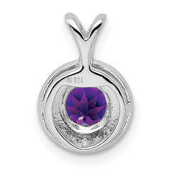 Sterling Silver Rhodium-plated Diam. & Amethyst Pendant