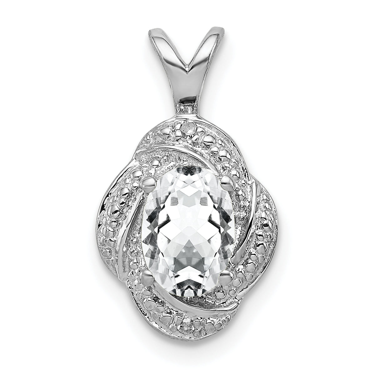 Sterling Silver Rhodium-plated Diam. & White Topaz Pendant