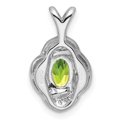 925 Sterling Silver Peridot & Diamond Pendant with Rhodium-Plated Finish  August Birthstone