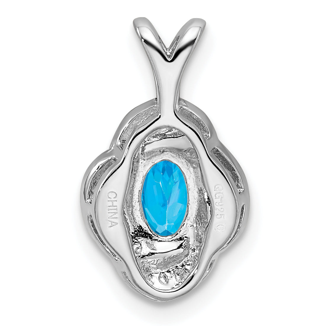 Sophia Jewelers Sterling Silver Blue Topaz & Diamond Rhodium-Plated Pendant