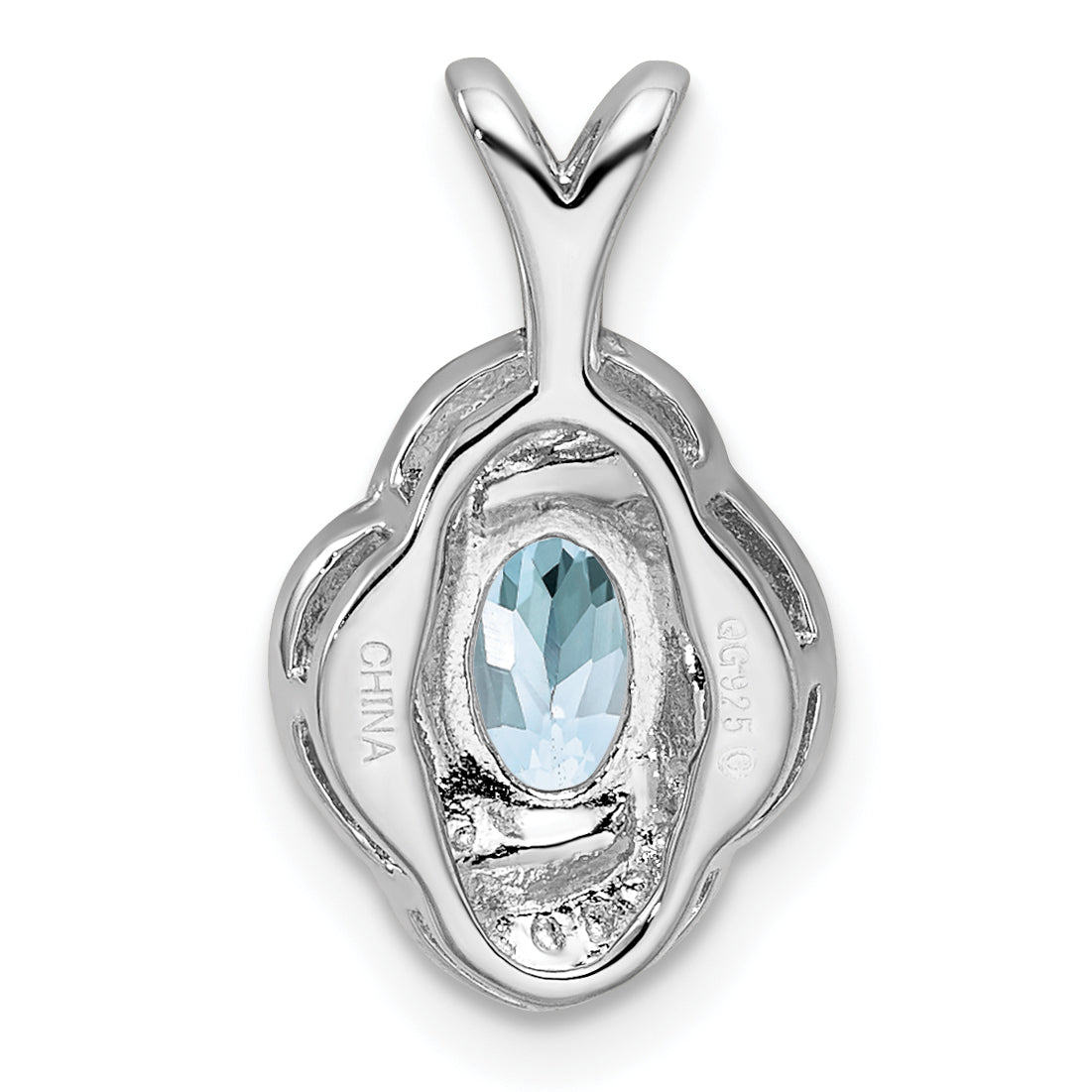 **Sophia Jewelers Sterling Silver 925 Aquamarine & Diamond Rhodium-Plated Birthstone Pendant**