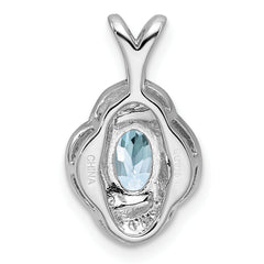 **Sophia Jewelers Sterling Silver 925 Aquamarine & Diamond Rhodium-Plated Birthstone Pendant**