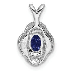 Sophia Jewelers Rhodium-Plated Sterling Silver Sapphire & Diamond Birthstone Pendant