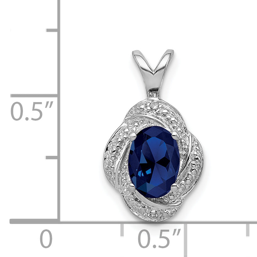 Sophia Jewelers Rhodium-Plated Sterling Silver Sapphire & Diamond Birthstone Pendant