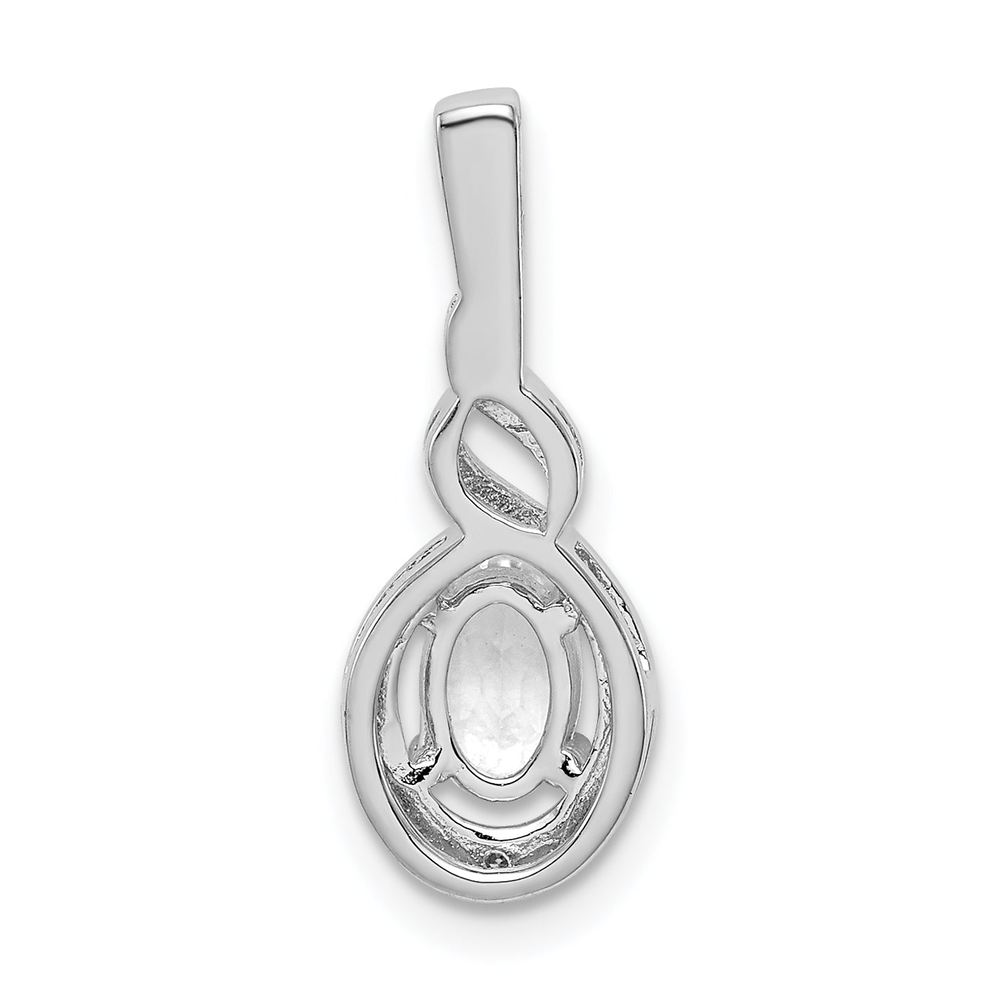 Sterling Silver Rhodium-plated White Topaz & Diam. Pendant