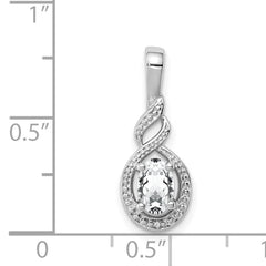 Sterling Silver Rhodium-plated White Topaz & Diam. Pendant