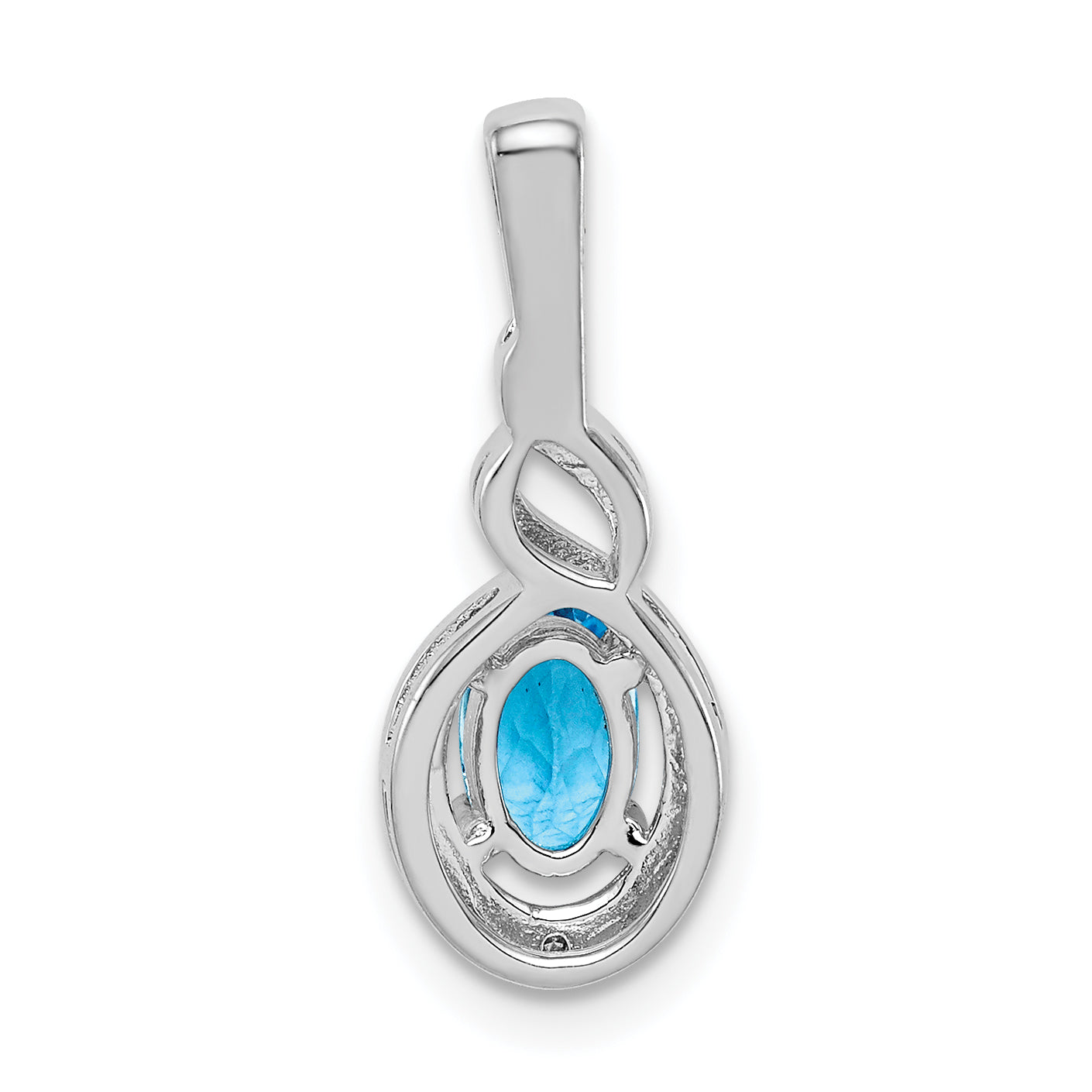 Sterling Silver Rhodium-plated Swiss Blue Topaz & Diam. Pendant