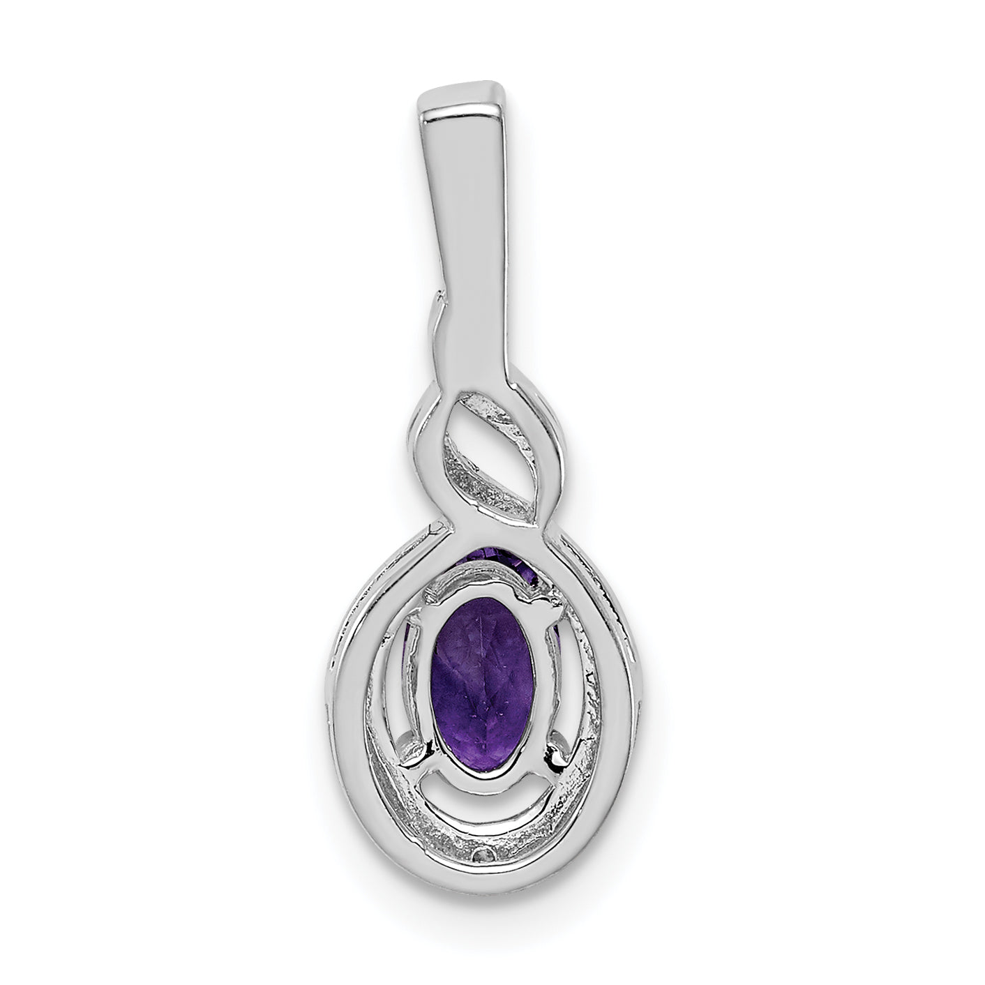 Sterling Silver Rhodium-plated Amethyst & Diam. Pendant