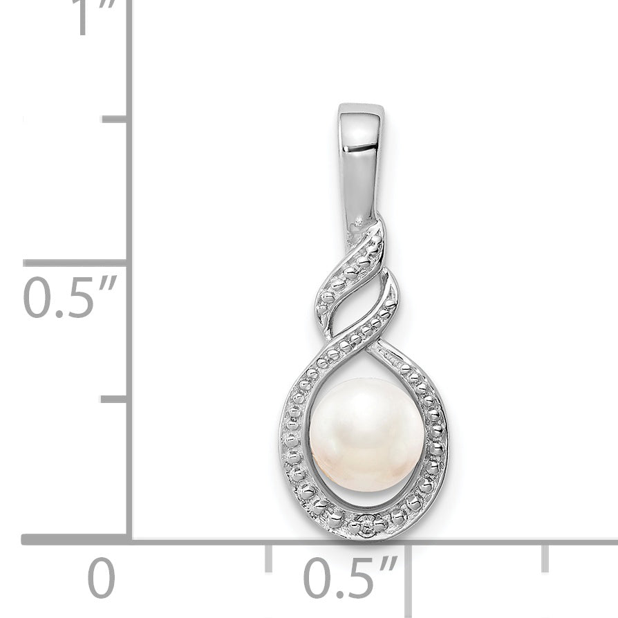 Sophia Jewelers Sterling Silver Pearl & Diamond Pendant with Rhodium-Plated Finish