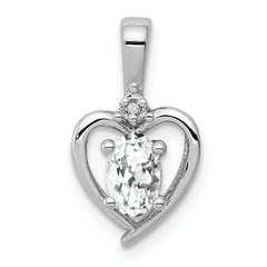 Sterling Silver Rhodium-plated White Topaz & Diam. Pendant