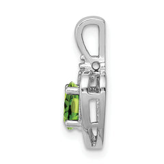 925 Sterling Silver Peridot & Diamond Pendant with Rhodium Finish  August Birthstone Elegance