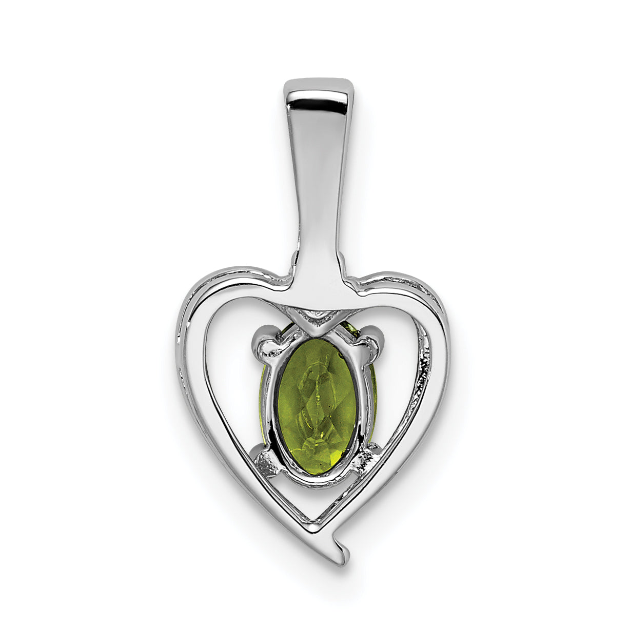 925 Sterling Silver Peridot & Diamond Pendant with Rhodium Finish  August Birthstone Elegance