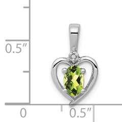 925 Sterling Silver Peridot & Diamond Pendant with Rhodium Finish  August Birthstone Elegance