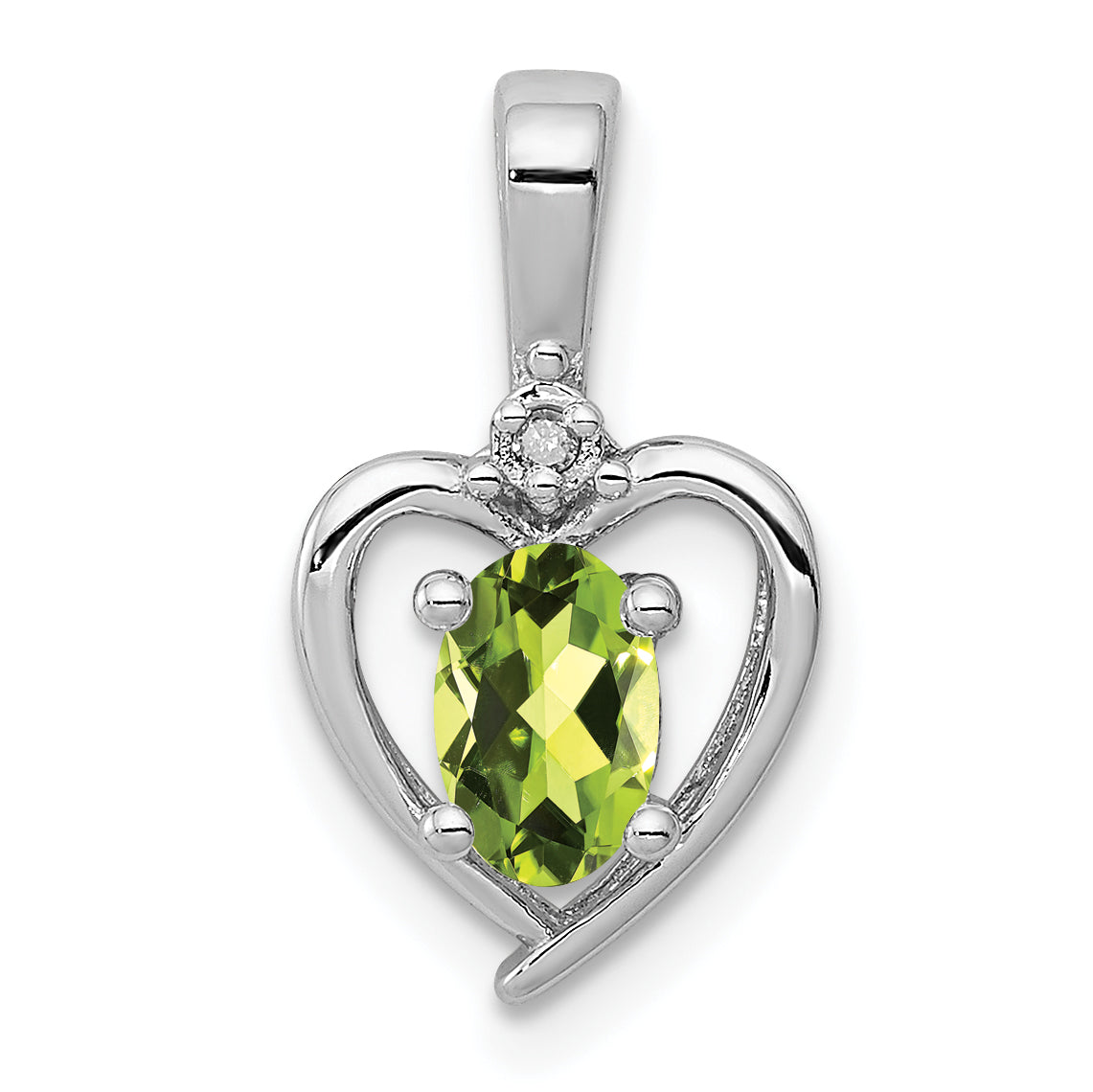 Sterling Silver Rhodium-plated Peridot & Diam. Pendant