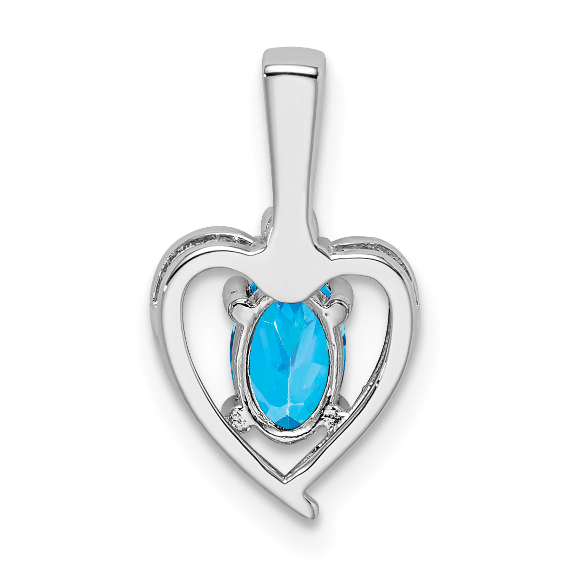 Sterling Silver Swiss Blue Topaz & Diamond Pendant with Rhodium-Plated Finish