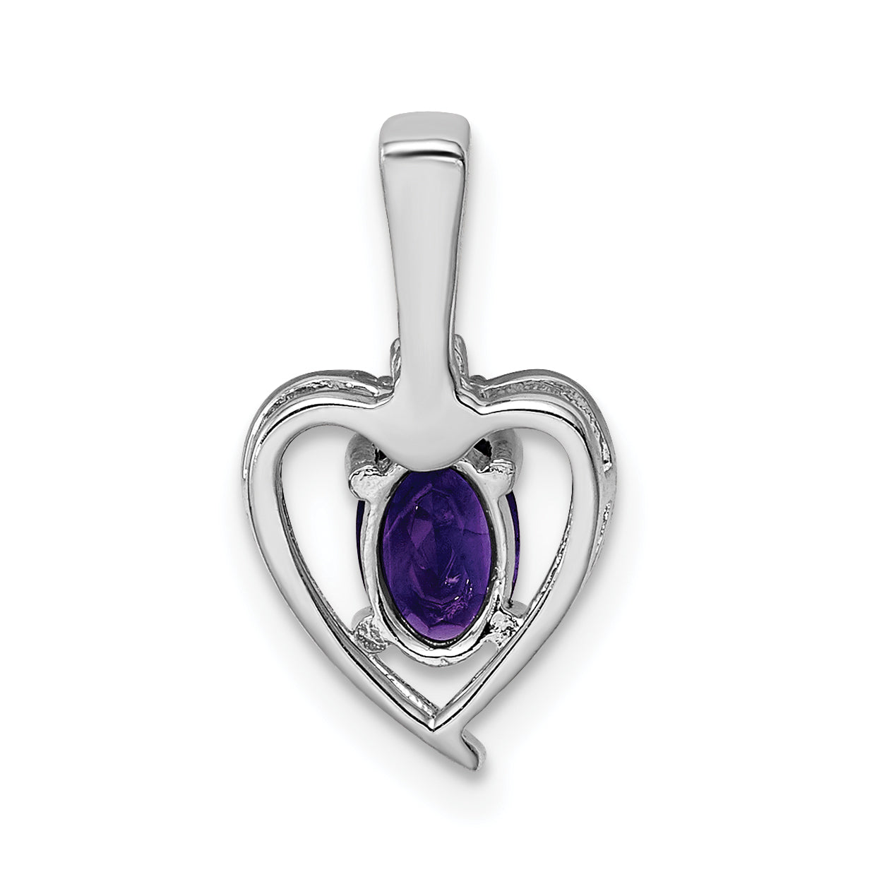 "925 Sterling Silver Rhodium-Plated Amethyst & Diamond Pendant - Elegant February Birthstone"