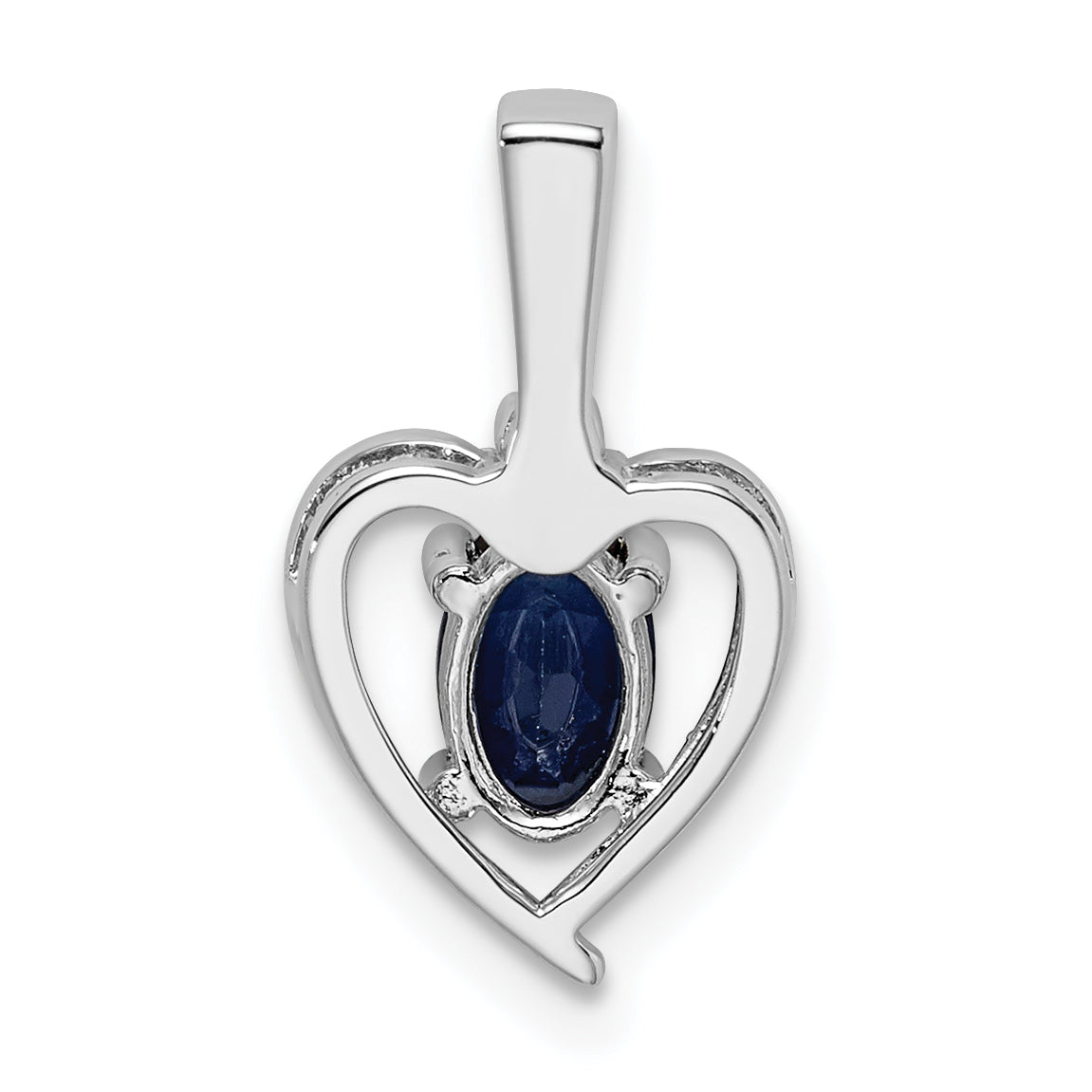 Sterling Silver Sapphire & Diamond Pendant with Rhodium Plating September Birthstone