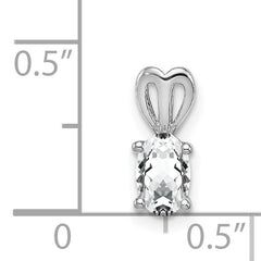 Sterling Silver 925 White Topaz Pendant with Rhodium Polished Finish Elegant Oval Design