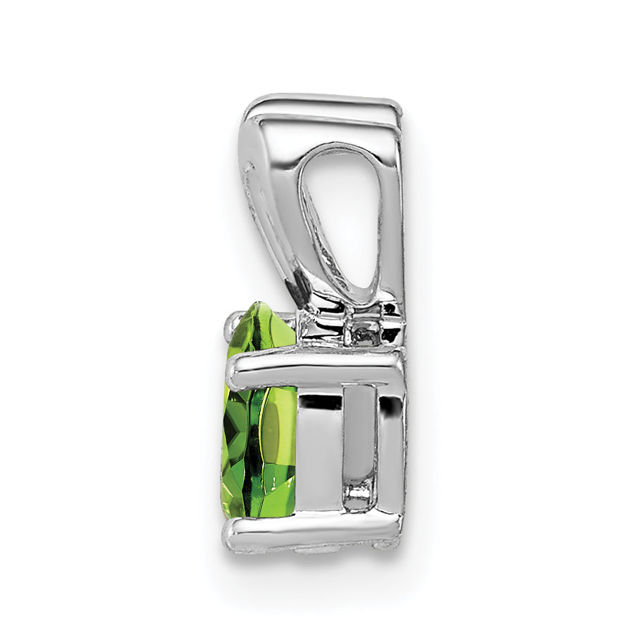 Sophia Jewelers Sterling Silver Rhodium-Plated Peridot Birthstone Pendant, Polished Oval Cut