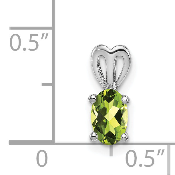 Sophia Jewelers Sterling Silver Rhodium-Plated Peridot Birthstone Pendant, Polished Oval Cut