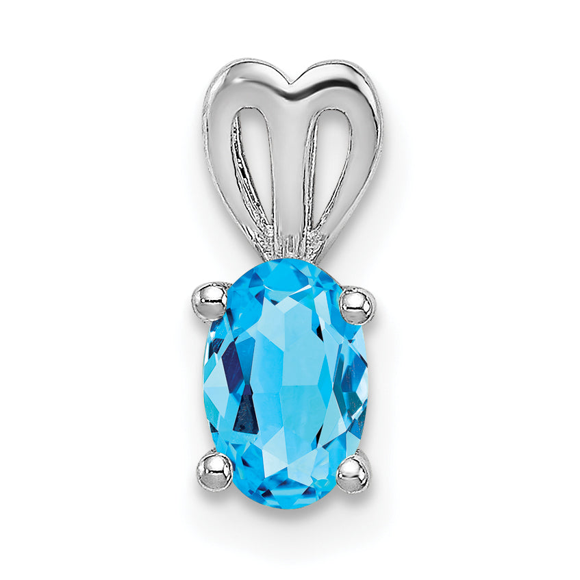 Sterling Silver Rhodium-plated Light Swiss Blue Topaz Pendant