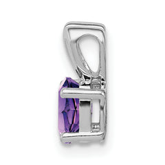 Sterling Silver Rhodium-Plated Amethyst Pendant with Polished Finish