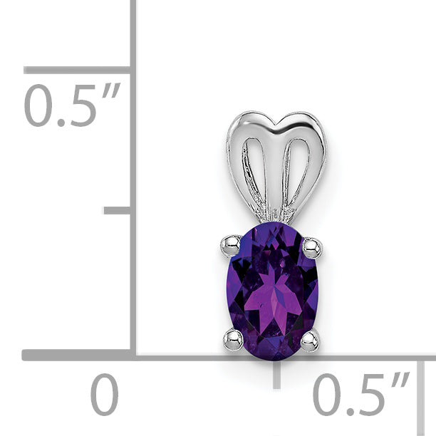 Sterling Silver Rhodium-Plated Amethyst Pendant with Polished Finish