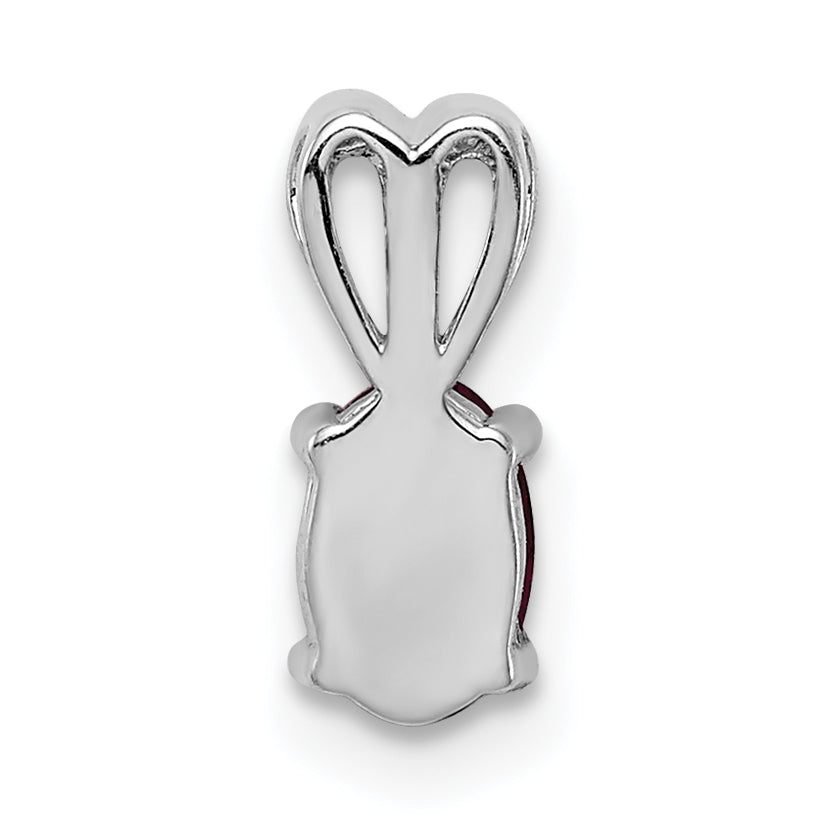 Sterling Silver Rhodium-Plated Created Ruby Pendant July Birthstone Polished Finish