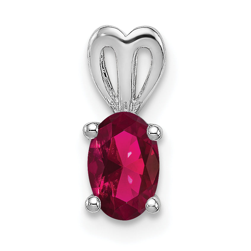 Sterling Silver Rhodium-plated Created Ruby Pendant