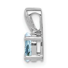 Sterling Silver Rhodium-Plated Aquamarine Pendant with Polished Oval Gemstone  Sophia Jewelers