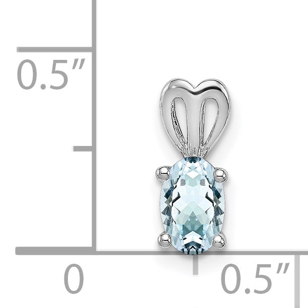 Sterling Silver Rhodium-Plated Aquamarine Pendant with Polished Oval Gemstone  Sophia Jewelers