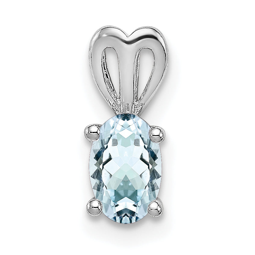 Sterling Silver Rhodium-plated Aquamarine Pendant