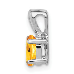 Sterling Silver Rhodium-Plated Citrine Pendant with Polished Finish