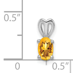 Sterling Silver Rhodium-Plated Citrine Pendant with Polished Finish