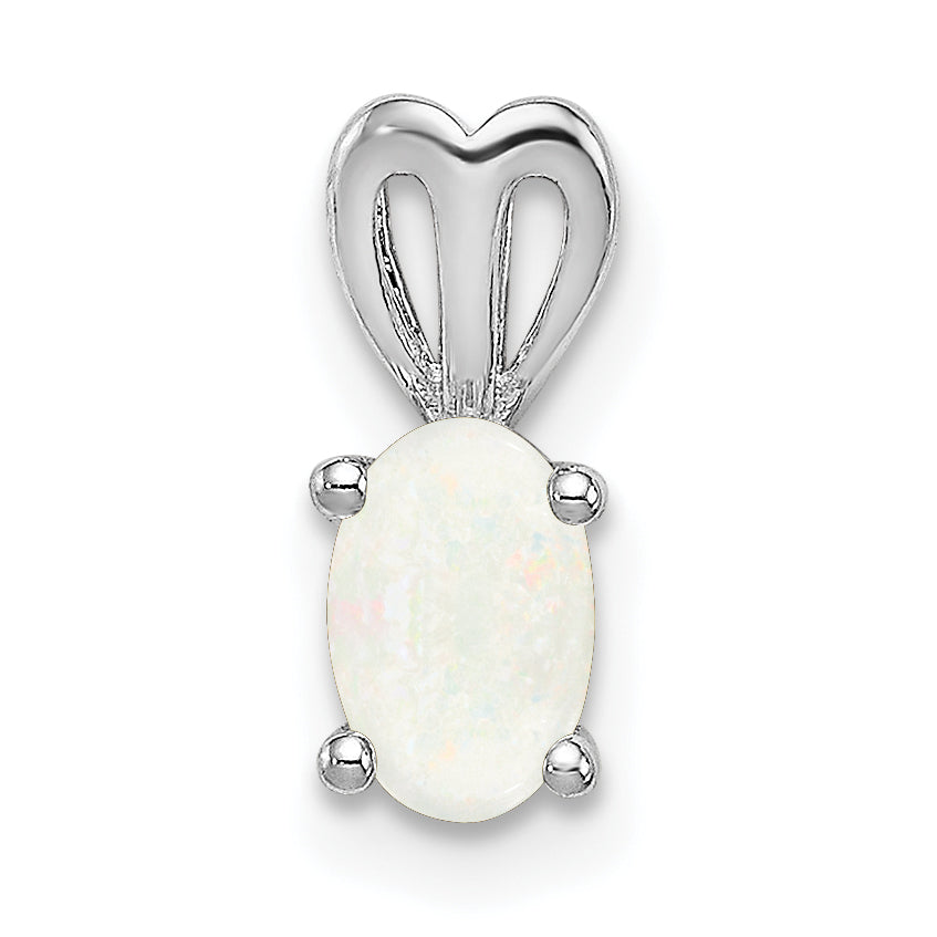 Sterling Silver Rhodium-plated Created Opal Pendant